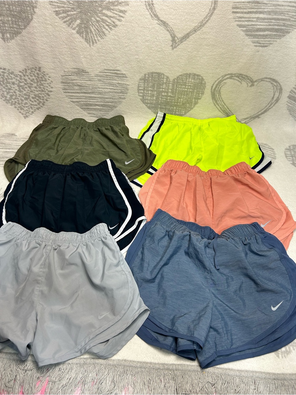 Lot of 6 Nike running shorts Sz S and 1 NWT pair (blue pair)